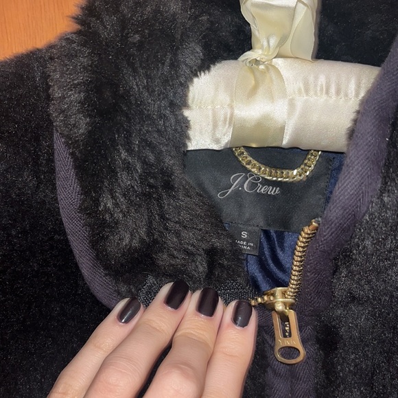 J Crew Coat size S black faux fur - Picture 2 of 7